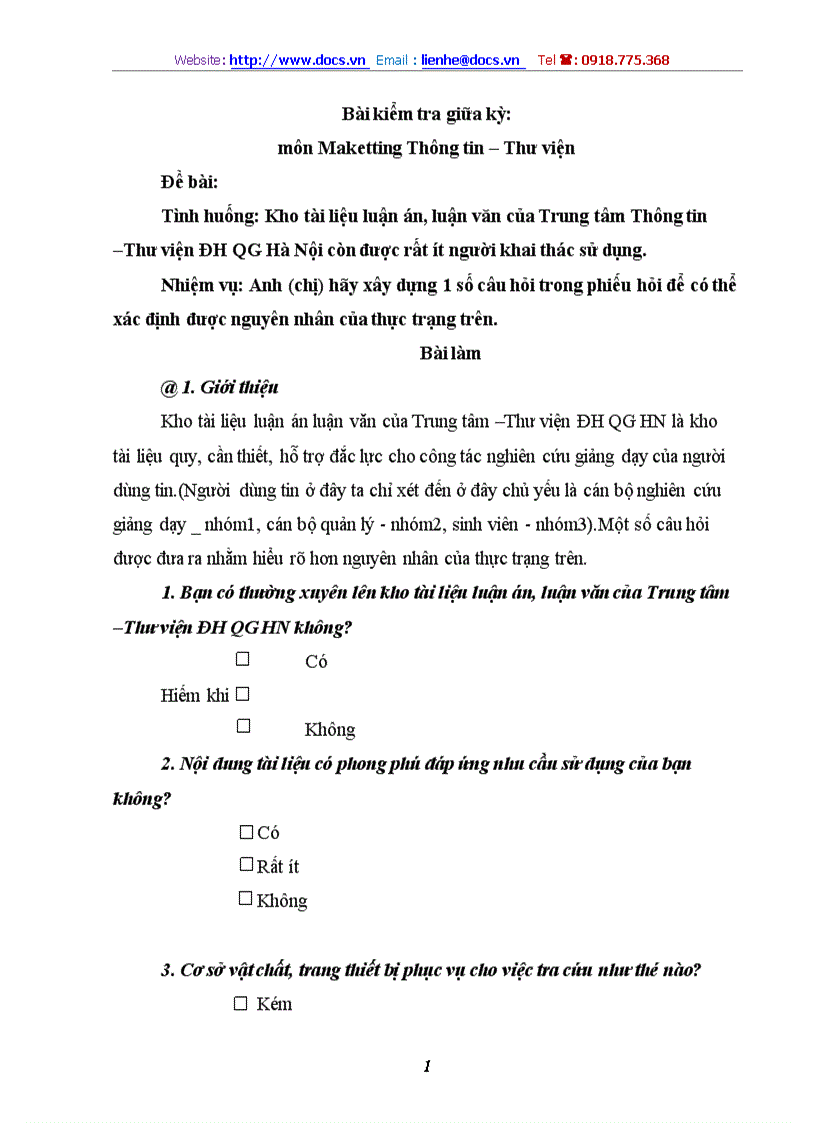 image for page Tình huống Kho tài liệu luận án luận văn của Trung tâm Thông tin Thư viện ĐH QG Hà Nội còn được rất ít người khai thác sử dụng