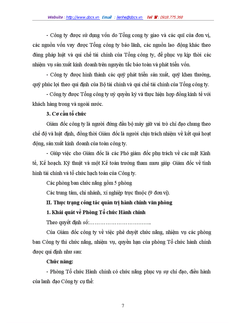 image for page Khái quát về chức năng nhiệm vụ quyền hạn cơ cấu tổ chức và thực trạng công tác quản trị hành chính văn phòng của công ty tư vấn xây dựng sông đà