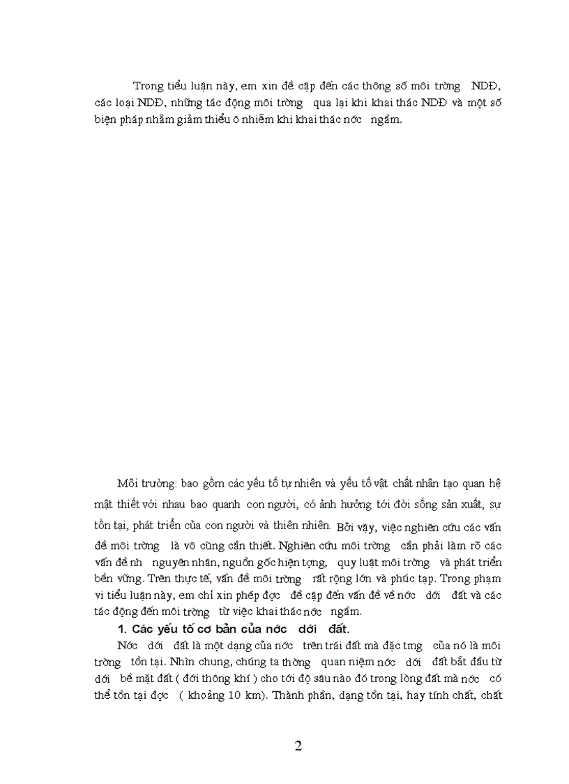 image for page Môi trường nước dưới đất và các vấn đề liên quan khi khai thác