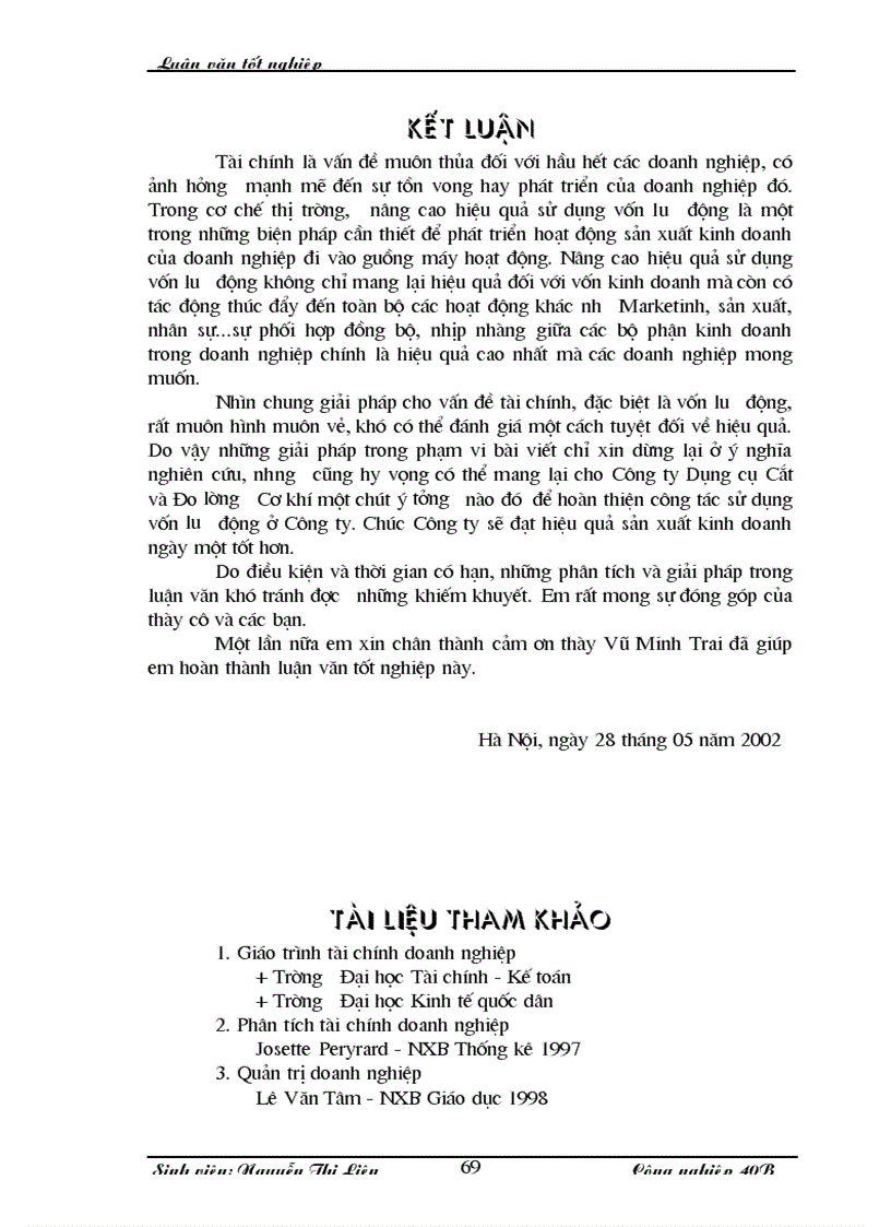 image for page Một số biện pháp nhằm nâng cao hiệu quả sử dụng vốn lưu động ở Công ty Dụng cụ Cắt và Đo lường Cơ khí