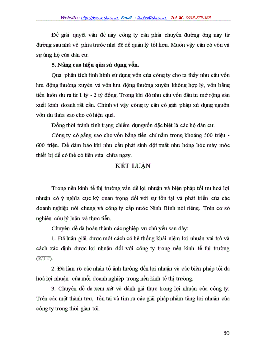 image for page Một số biện pháp nâng cao lợi nhuận ở công ty cấp nước Ninh Bình