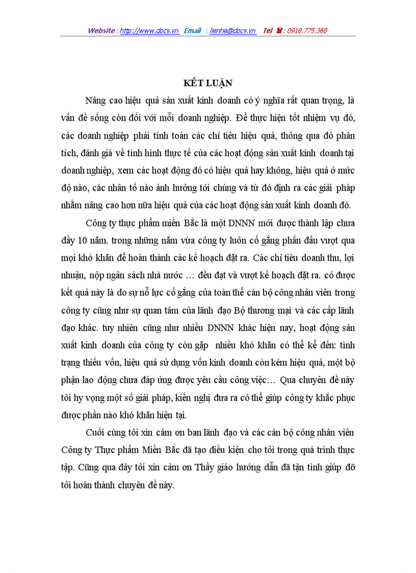 image for page Một số giải pháp nhằm nâng cao hiệu quả sản xuất kinh doanh tại Công ty Thực phẩm Miền Bắc