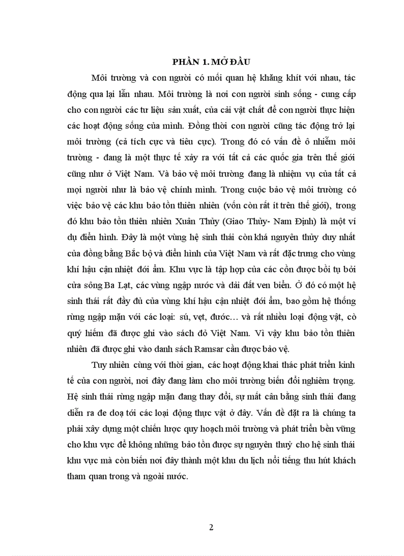 image for page Quy hoạch môi trường và phát triển bền vững với định hướng phát triển du lịch sinh thái tại vườn quốc gia xuân thủy