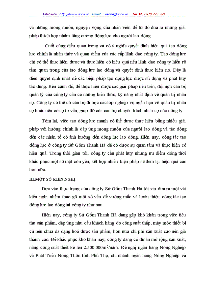 image for page Một số giải pháp nhằm tạo động lực cho người lao động tại công ty Sứ Gốm Thanh Hà
