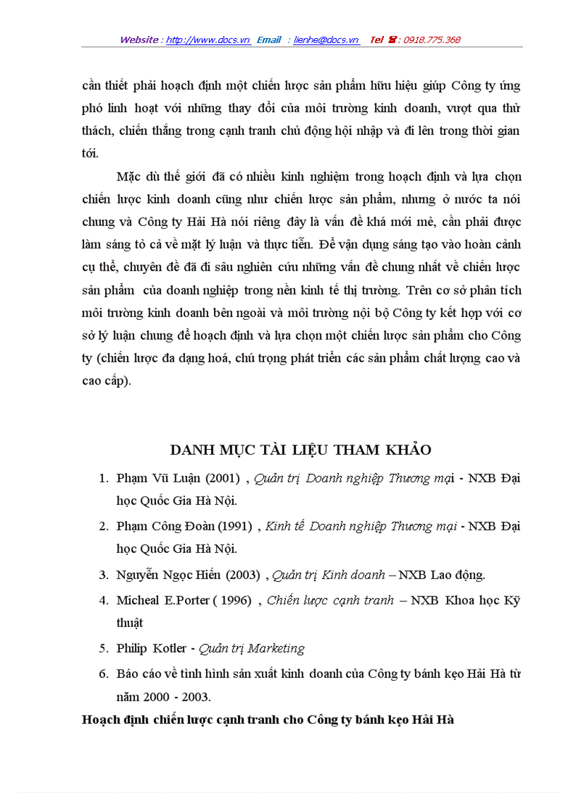 image for page Hoạch định chiến lược cạnh tranh cho Công ty bánh kẹo Hải Hà