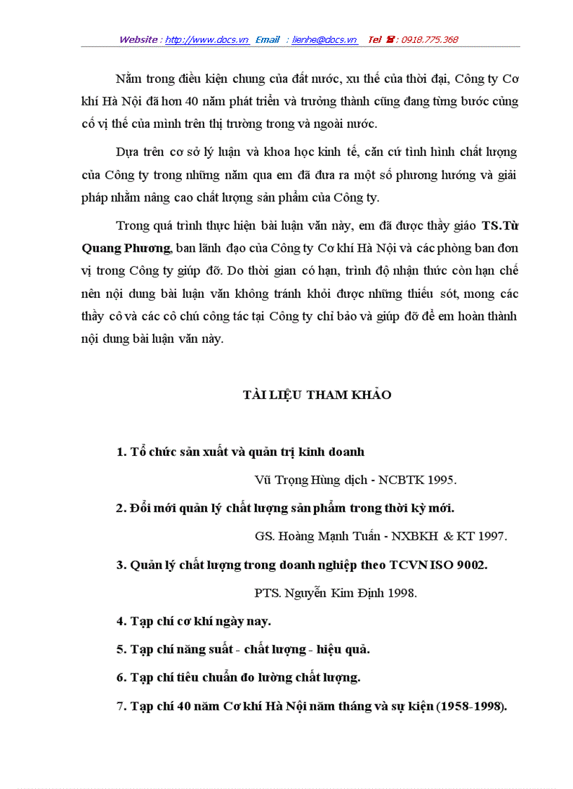 image for page Một số phương pháp và biện pháp cơ bản nhằm nâng cao chất lượng sản phẩm tại Công ty cơ khí Hà Nội