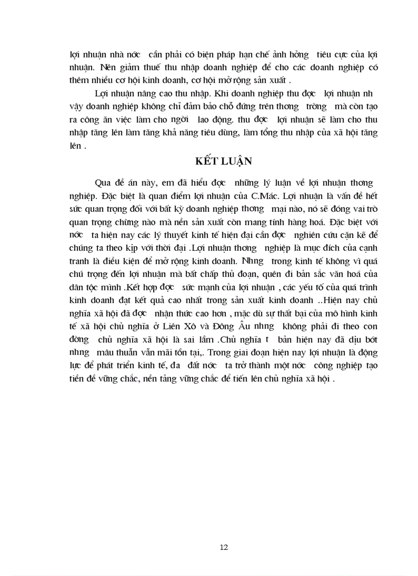 image for page Lý luận Lợi nhuận của CMác và tự vận dụng trong hoạt động của các doanh nghiệp thương mại ở Việt Nam hiện nay