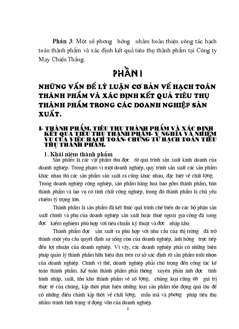 Hoàn thiện hạch toán tiêu thụ thành phẩm và xác định kết quả tiêu thụ thành phẩm tại Công ty May Chiến Thắng