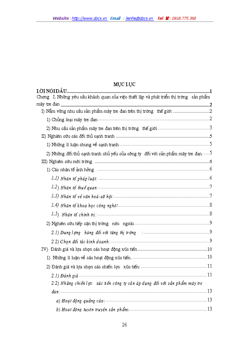 image for page Thiết lập và phát triển thị trường mây tre đan với việc hoàn thiện các hoạt động xúc tiến của Công ty Xuất nhập khẩu Hà Tây