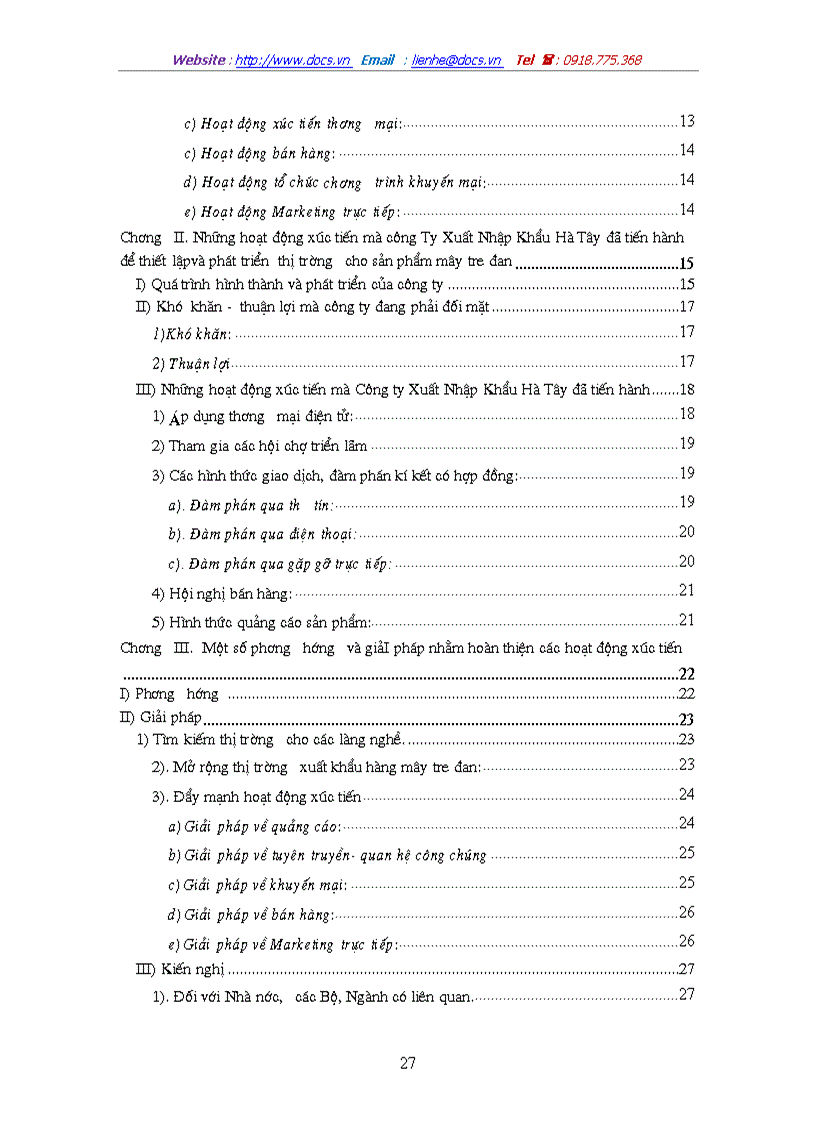 image for page Thiết lập và phát triển thị trường mây tre đan với việc hoàn thiện các hoạt động xúc tiến của Công ty Xuất nhập khẩu Hà Tây