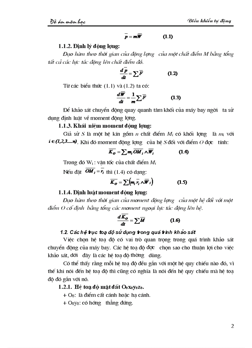 image for page Xét ảnh hưởng của các dạng định luật điều khiển đến sai số tĩnh độ quá chỉnh thời gian quá độ của hệ thống điều khiển tự động ổn định độ cao của