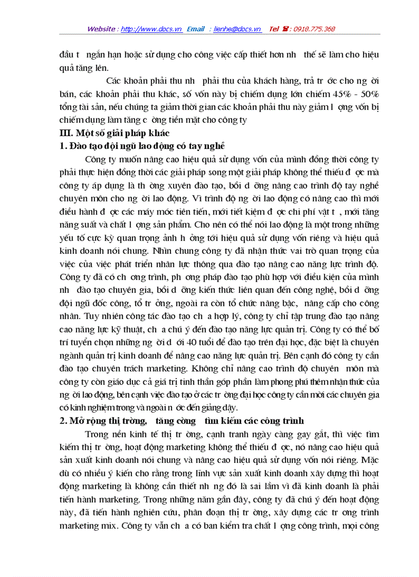 image for page Một số giải pháp nhằm nâng cao hiệu quả sử dụng vốn ở công ty xây dựng cầu 75