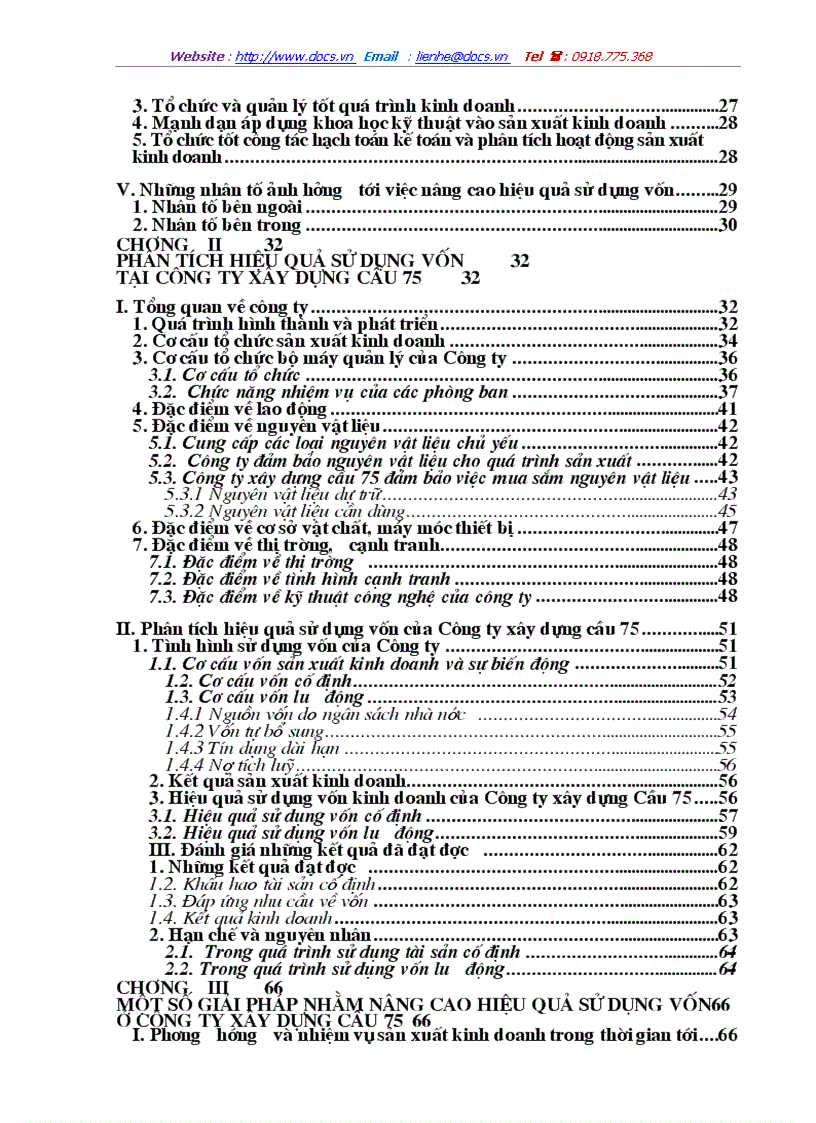 image for page Một số giải pháp nhằm nâng cao hiệu quả sử dụng vốn ở công ty xây dựng cầu 75