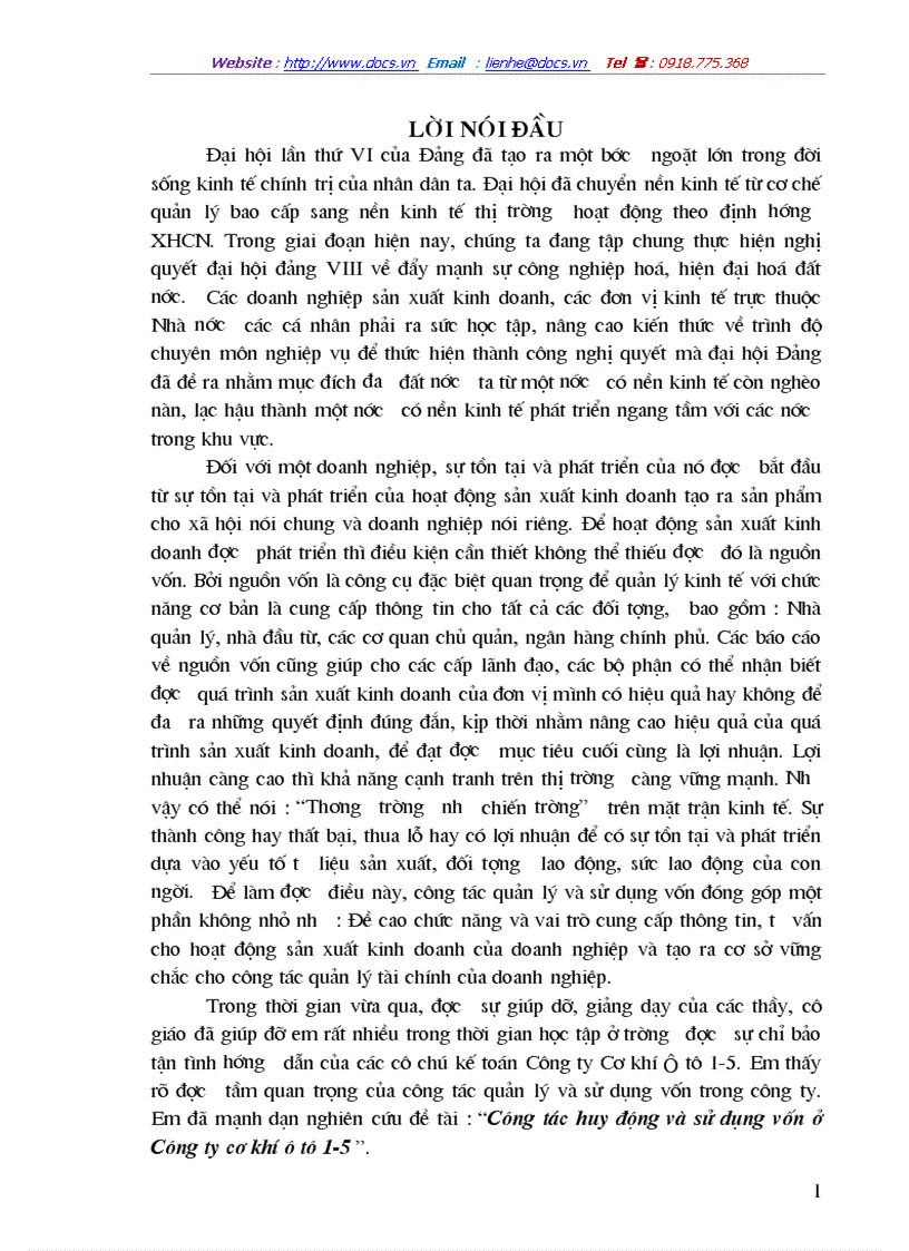 image for page Công tác huy động và sử dụng vốn ở Công ty cơ khí ô tô 1 5