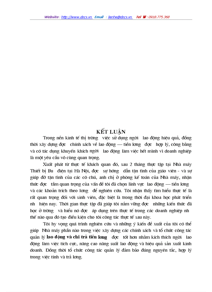 image for page Một số giải pháp nhằm hoàn thiện công tác quản lý lao động tiền lương tại Nhà máy Thiết bị Bưu điện Hà Nội