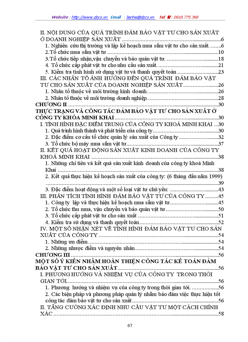 image for page Một số vấn đề về hoạt động đảm bảo vật tư cho sản xuất của Công ty khoá Minh Khai