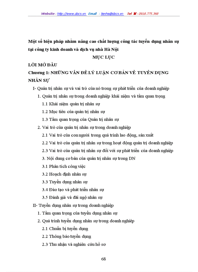 image for page Một số biện pháp nhằm nâng cao chất lượng công tác tuyển dụng nhân sự tại công ty kinh doanh và dịch vụ nhà Hà Nội
