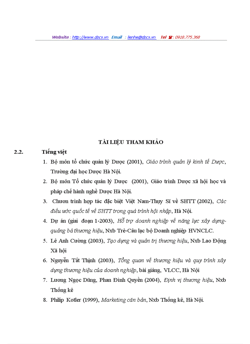 image for page Khảo sát chiến lược định vị và quảng bá thương hiệu của một số doanh nghiệp Dược Việt Nam