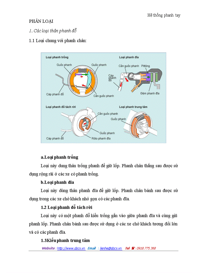 Tìm hiểu về hệ thống phanh tay