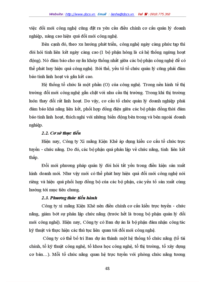 image for page Thực trạng và những biện pháp nâng cao hiệu quả đổi mới công nghệ tại Công ty xi măng Kiện Khê