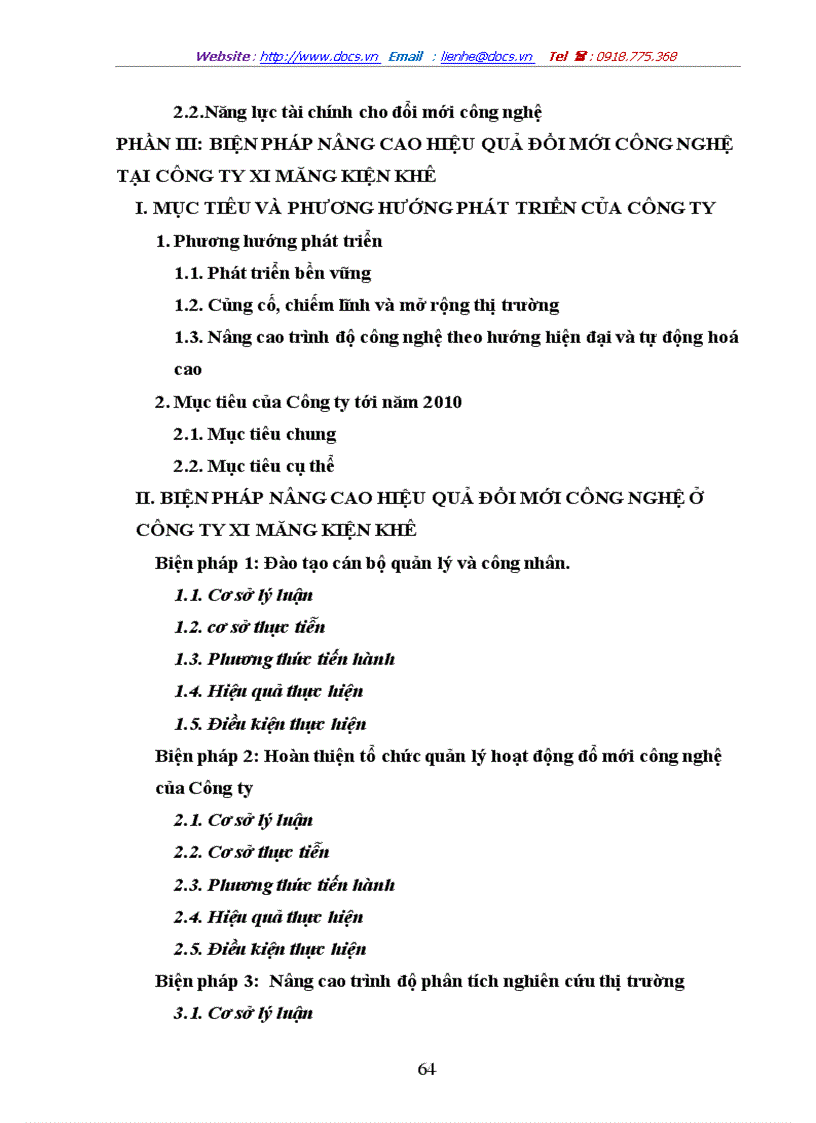 image for page Thực trạng và những biện pháp nâng cao hiệu quả đổi mới công nghệ tại Công ty xi măng Kiện Khê