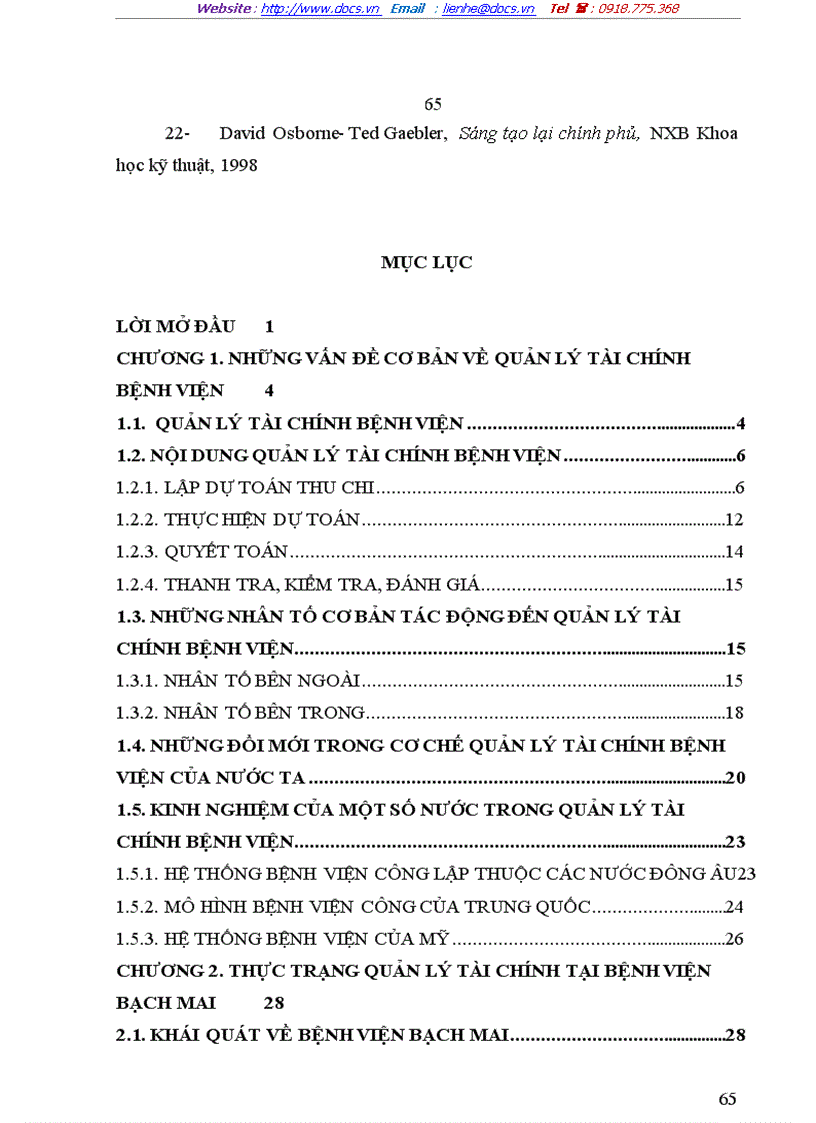 image for page Một số giải pháp hoàn thiện quản lý tài chính tại Bệnh viện Bạch Mai trong cơ chế tài chính mới