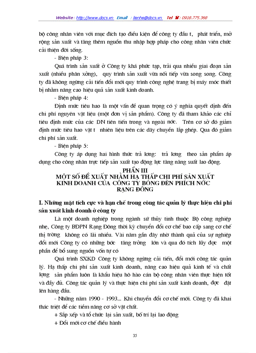 image for page Chi phí sản xuất điều kiện và các giải pháp hạ thấp chi phí sản xuất kinh doanh tại Công ty Bóng đèn Phích nước Rạng Đông