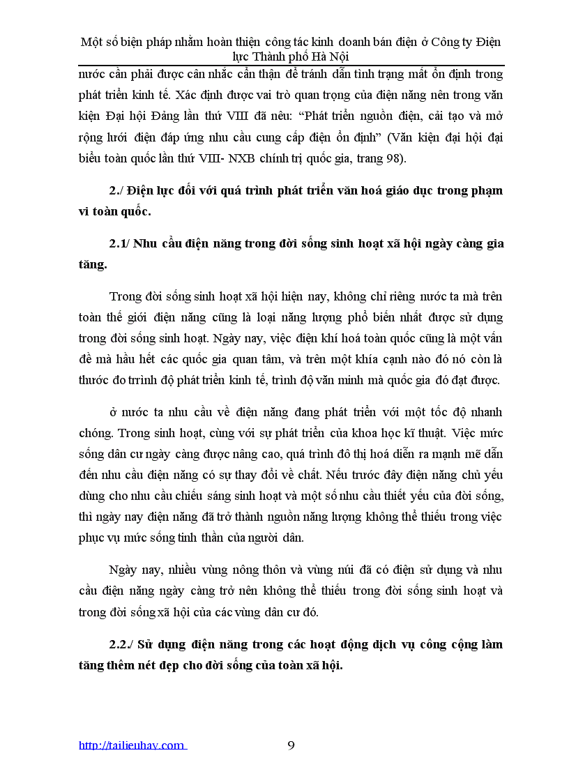 image for page Một số biện pháp nhằm hoàn thiện công tác kinh doanh bán điện ở Công ty Điện lực Thành phố Hà Nội
