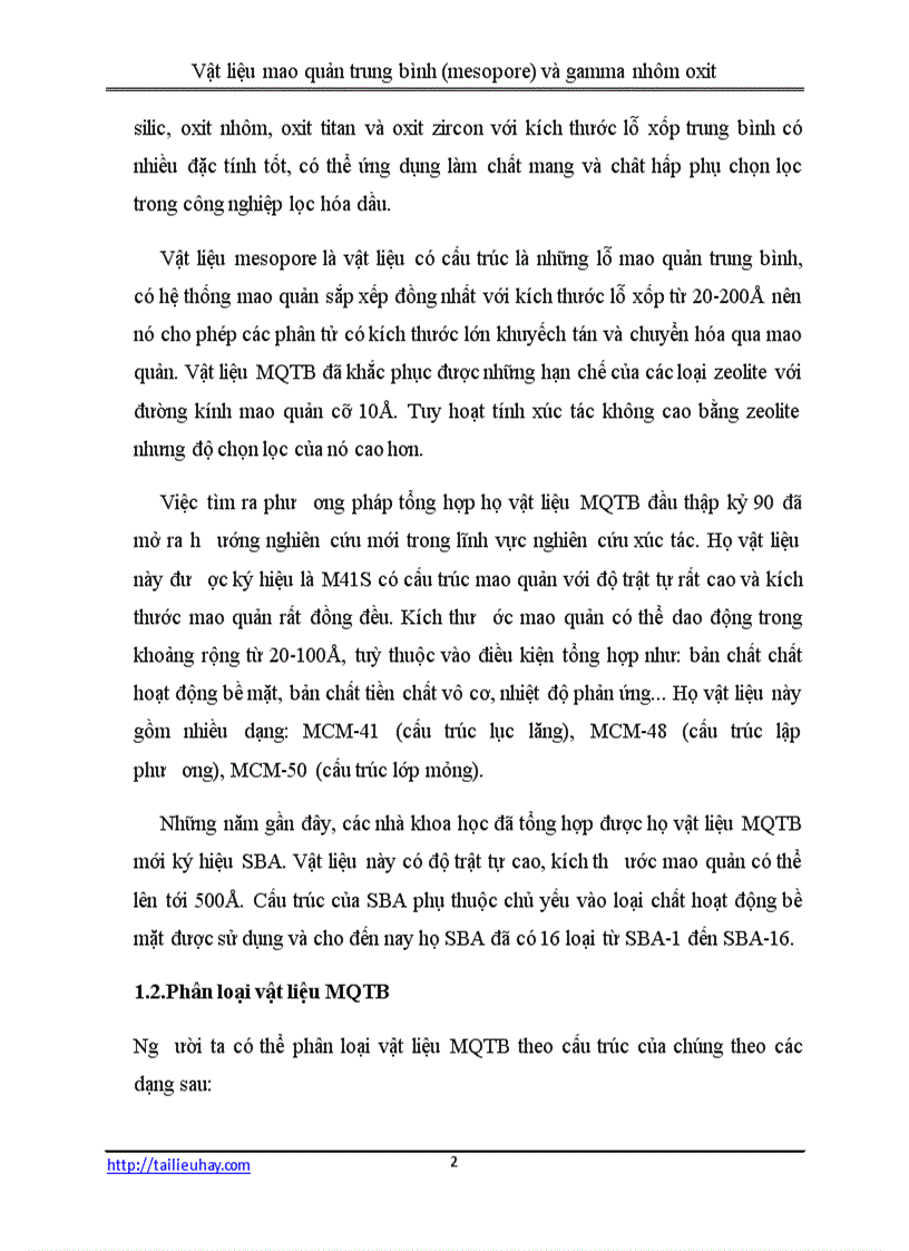 image for page Vật liệu mao quản trung bình mesopore và gamma nhôm oxit