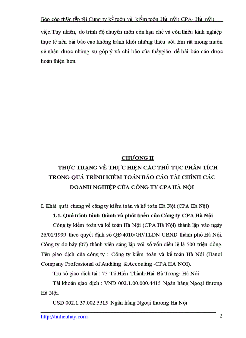 Công ty kế toán và kiểm toán Hà nội CPA Hà nội