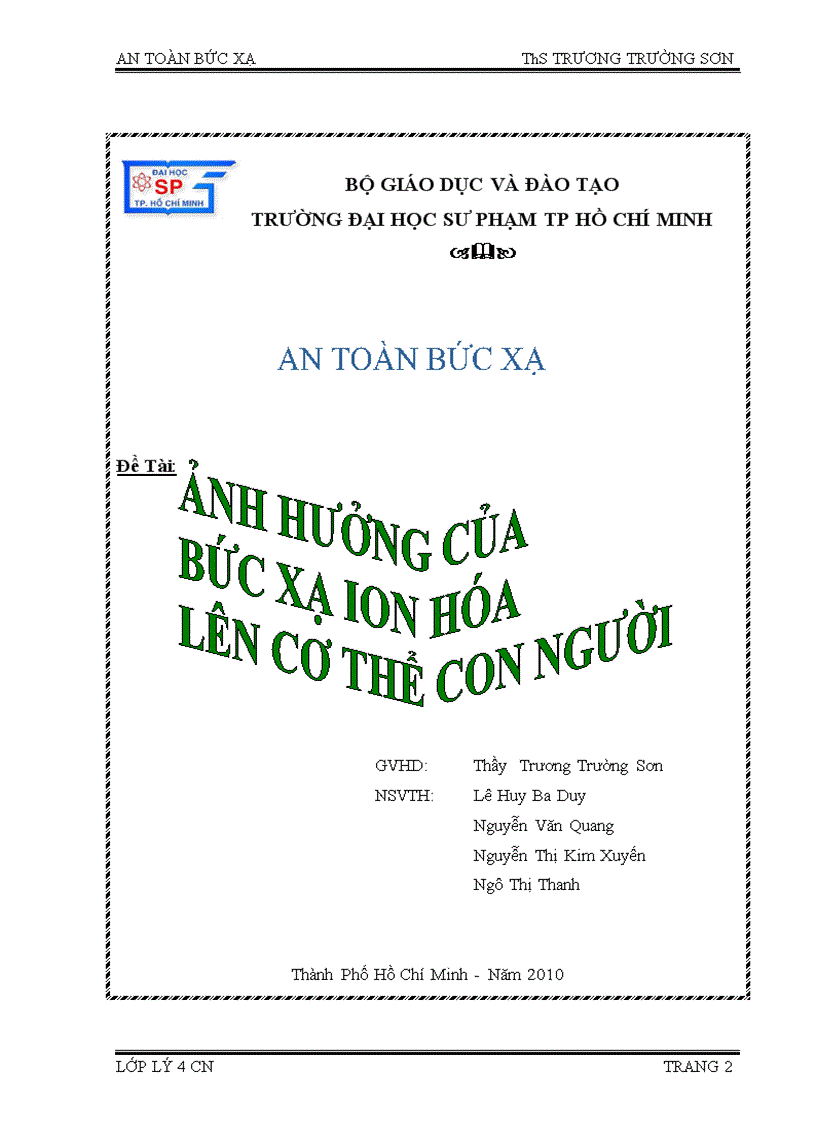 image for page Ảnh hưởng của bức xạ ion hóa lên cơ thể con người