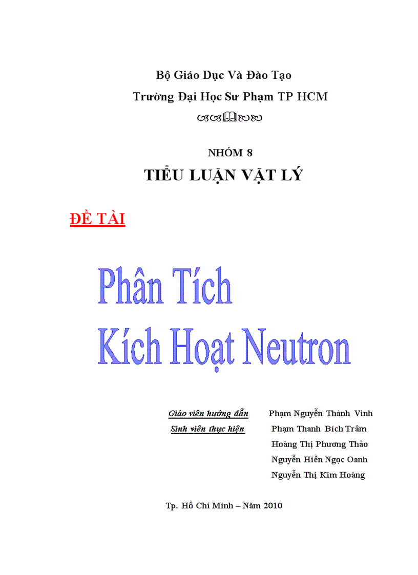 Phân Tích Kích hoạt Neutron