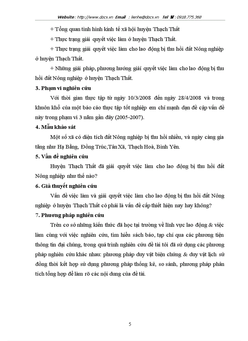 image for page Giải quyết việc làm cho lao động bị thu hồi đất Nông nghiệp ở huyện Thạch Thất tỉnh Hà Tây