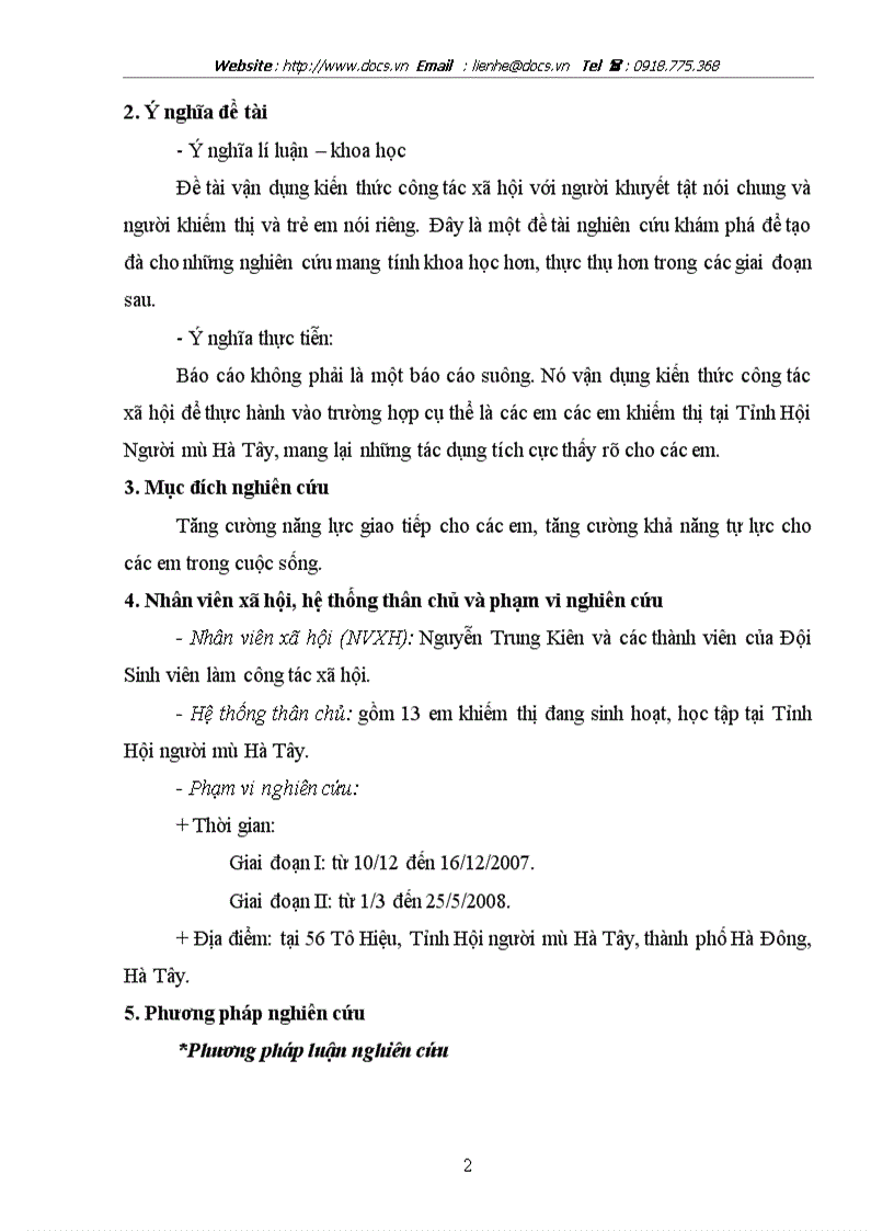 image for page Công tác xã hội với nhóm trẻ khiếm thị Nghiên cứu tại tỉnh hội người mù Hà Tây