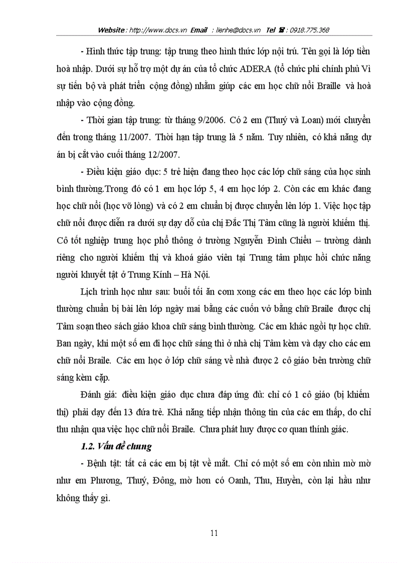 image for page Công tác xã hội với nhóm trẻ khiếm thị Nghiên cứu tại tỉnh hội người mù Hà Tây