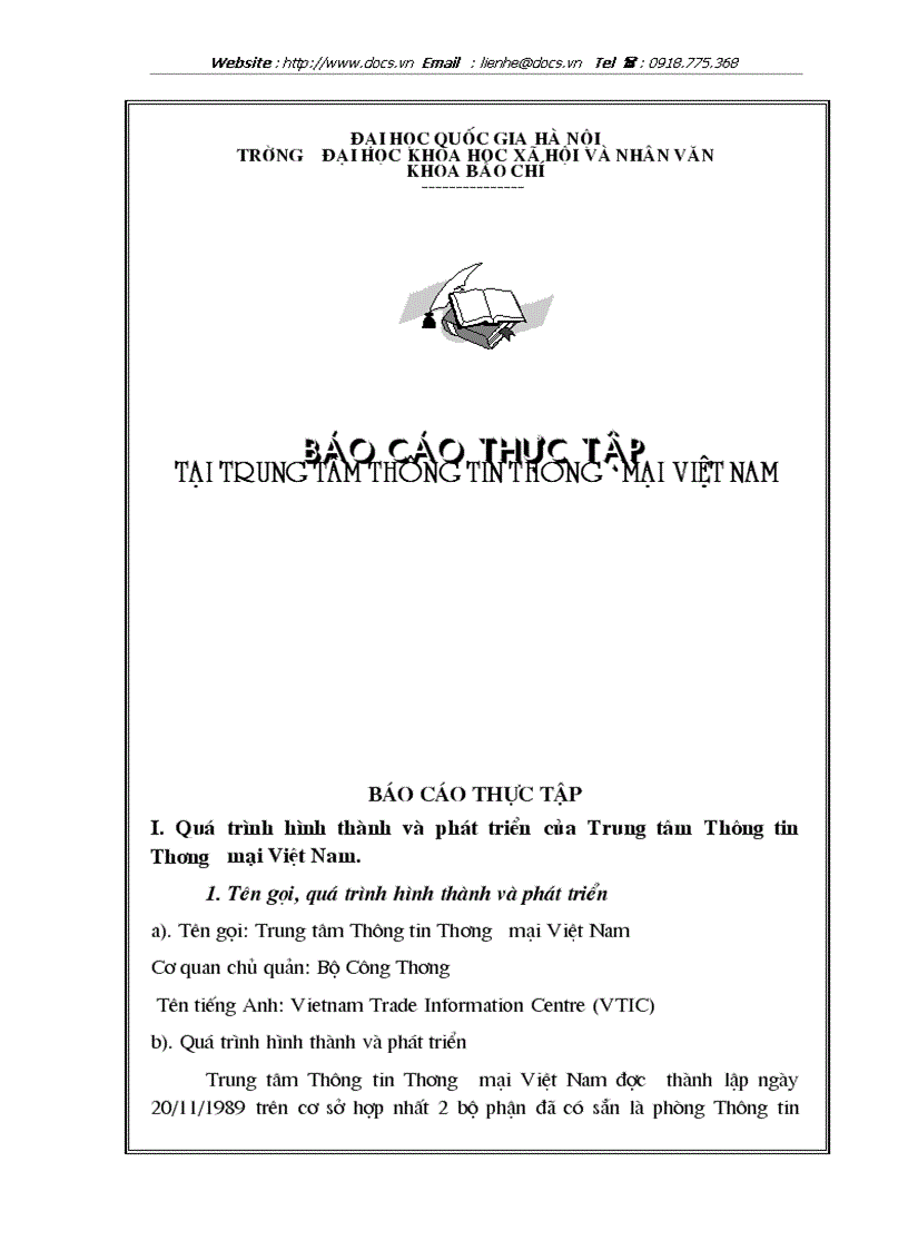 image for page Báo cáo thực tập tại trung tâm thông tin thương mại việt nam