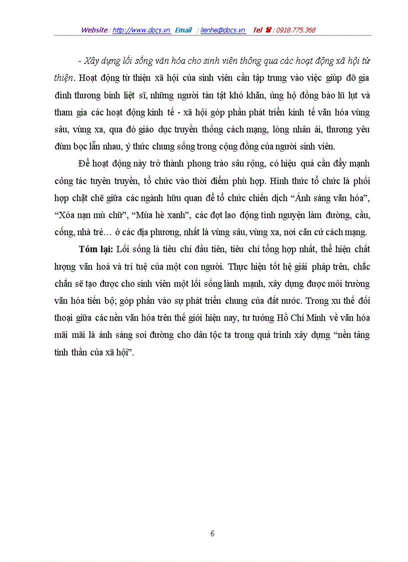 image for page Tư tưởng hồ chí minh về vai trò của văn hóa và vấn đề xây dựng lối sống văn hóa cho sinh viên hiện nay