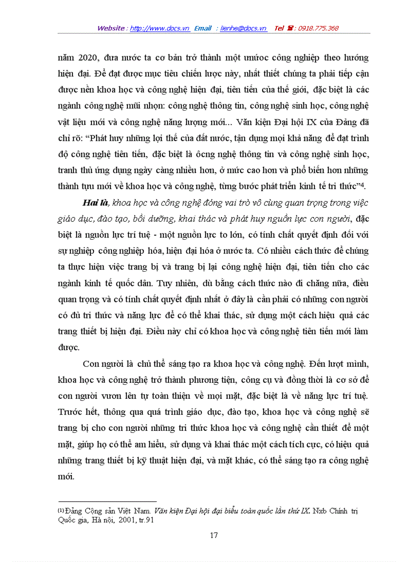 image for page Vai trò của tri thức khoa học công nghệ đối với việc phát triển kinh tế ở Việt Nam hiện nay