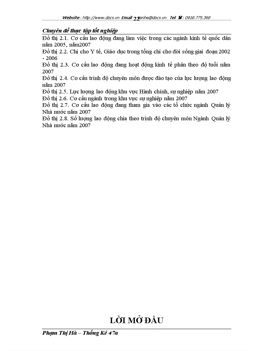 Vận dụng phương pháp thống kê đánh giá chất lượng nguồn nhân lực tỉnh Hà Tây cũ khu vực Hà Nội 2 hiện nay giai đoạn 2005 2007 và một số giải pháp