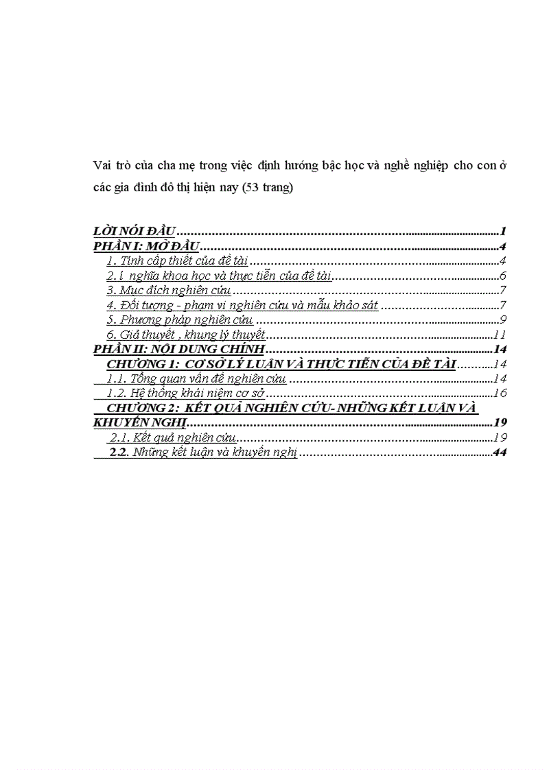 image for page Vai trò của cha mẹ trong việc định hướng bậc học và nghề nghiệp cho con ở các gia đình đô thị hiện nay