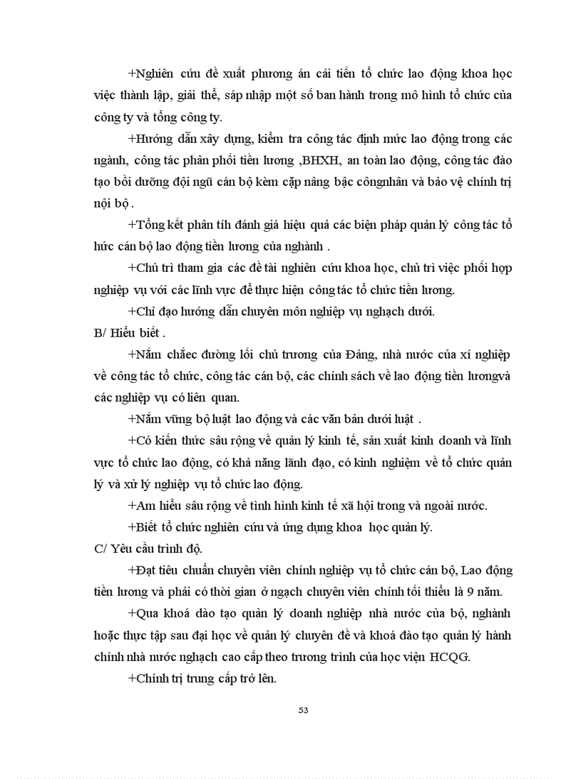 image for page Phân tích công việc tại phòng tổ chức lao động tiền lương thuộc công ty vật tư vận tải xi măng
