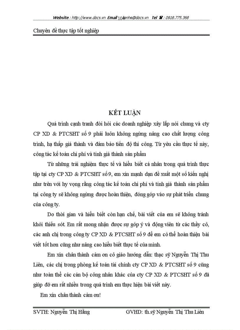 image for page Hoàn thiện kế toán chi phí sản xuất và tính giá thành sản phẩm xây lắp tại cty CP XD PTCSHT số 9