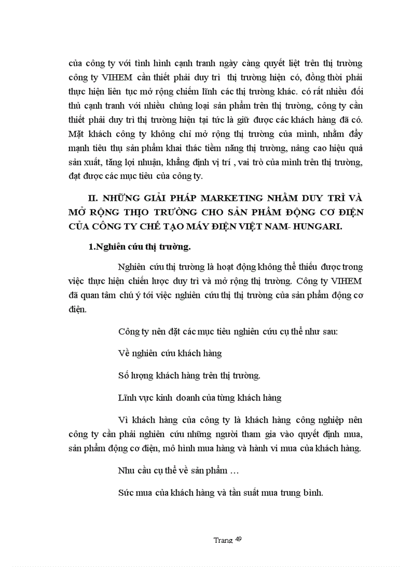 image for page Một số giải pháp Marketing nhămg duy trì và mở rộng thị trường sản phẩm động cơ điện của công ty chế tạo máy điện Việt Nam Hungari