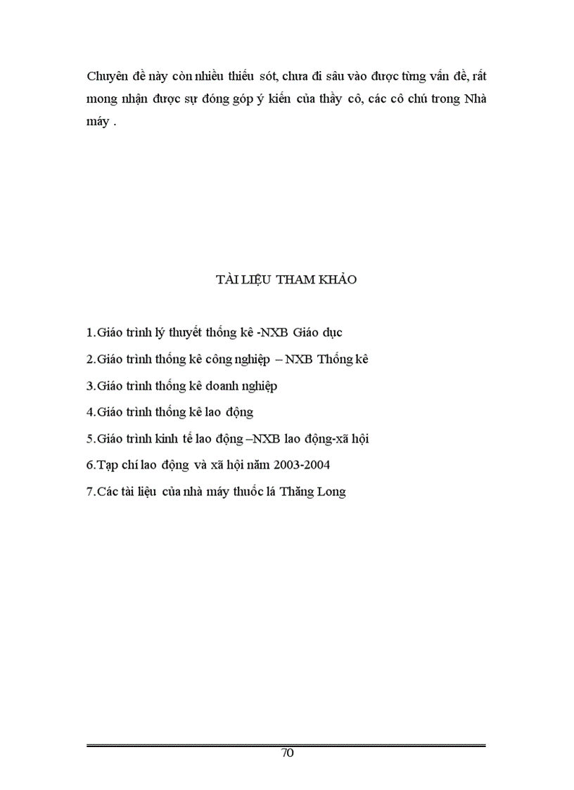 image for page Vận dụng một số phương pháp thống kê phân tích tình hình lao động và tiền lương ở Nhà máy thuốc lá Thăng Long thời kỳ 1995 2004