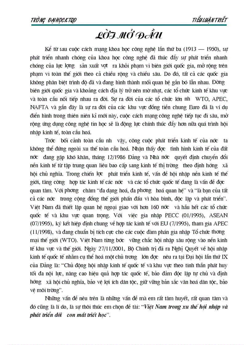 image for page VN trong xu thế hội nhập dưới con mắt triết học