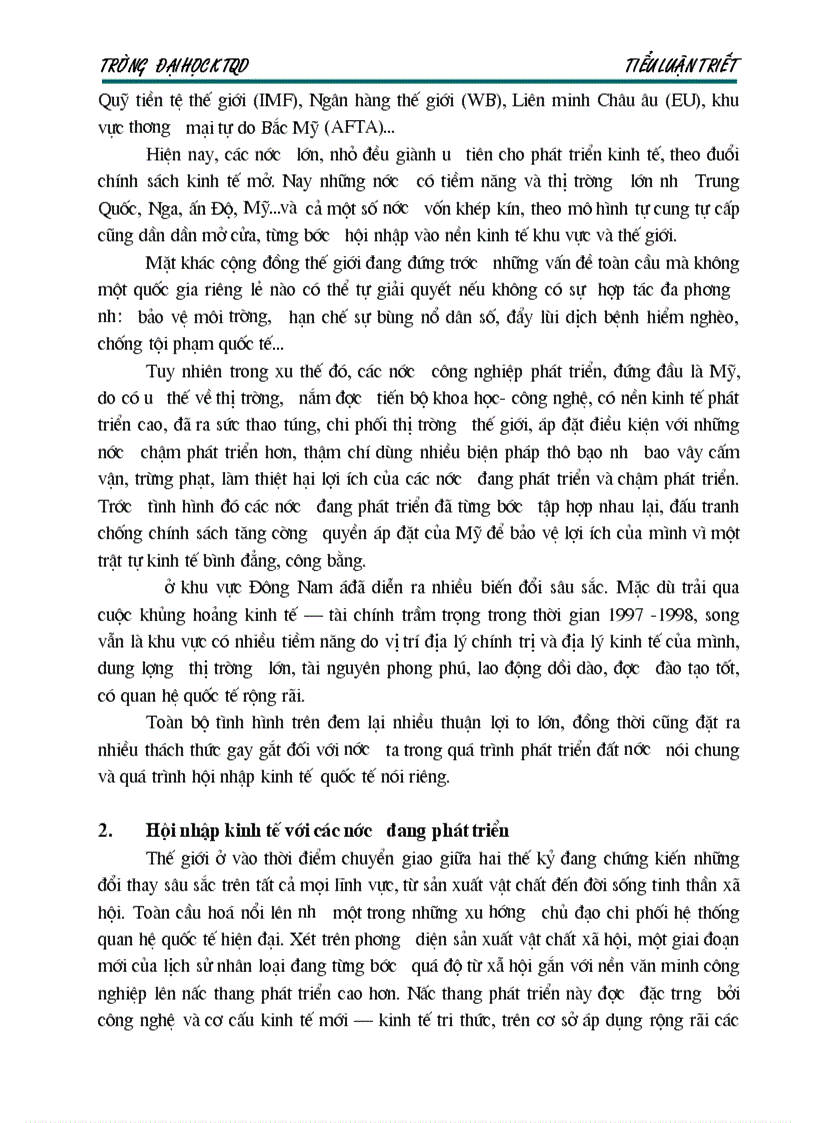 image for page VN trong xu thế hội nhập dưới con mắt triết học