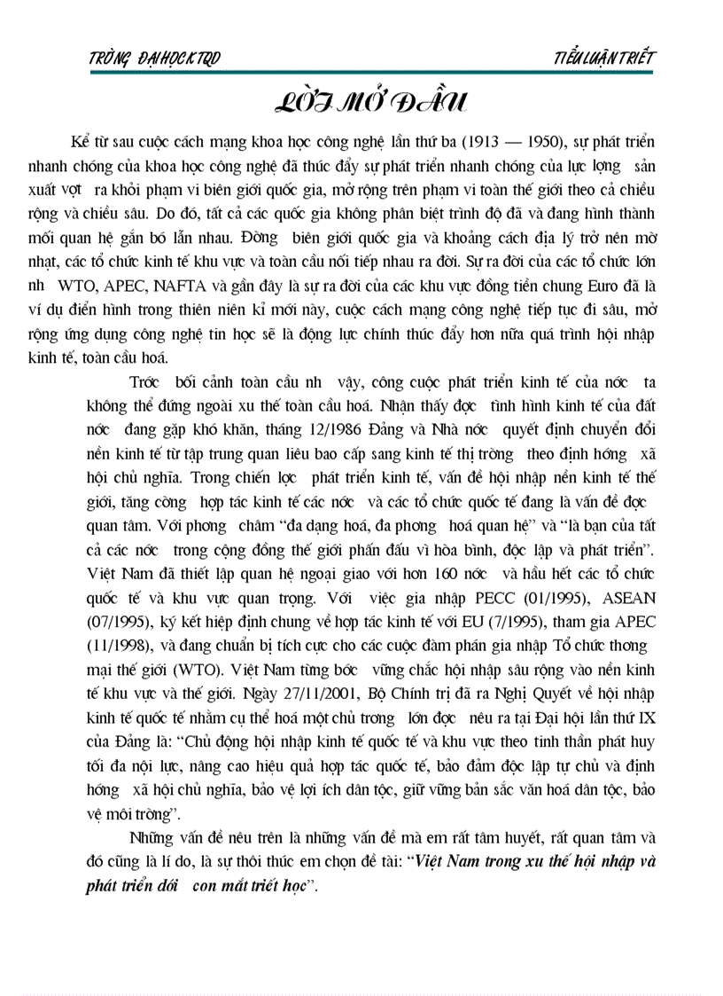 image for page VN trong xu thế hội nhập dưới con mắt triết học