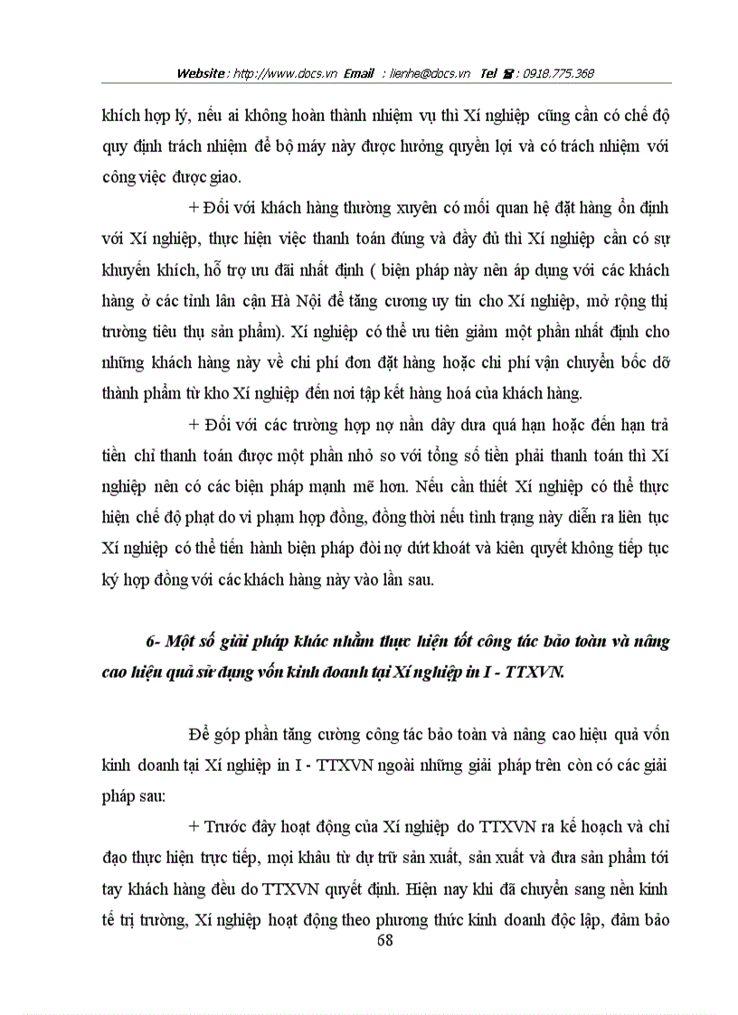 image for page Một số giải pháp nhằm thực hiện tốt công tác bảo toàn và nâng cao hiệu quả sử dụng vốn kinh doanh tại Xí nghiệp in I TTXVN