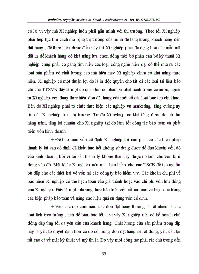 image for page Một số giải pháp nhằm thực hiện tốt công tác bảo toàn và nâng cao hiệu quả sử dụng vốn kinh doanh tại Xí nghiệp in I TTXVN