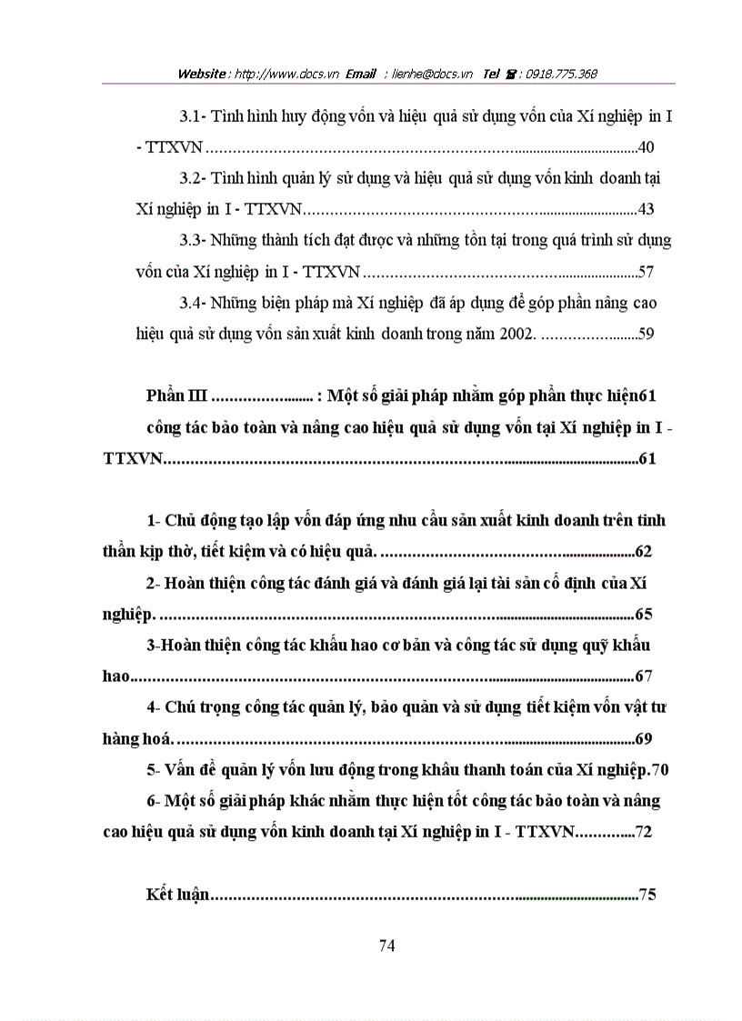 image for page Một số giải pháp nhằm thực hiện tốt công tác bảo toàn và nâng cao hiệu quả sử dụng vốn kinh doanh tại Xí nghiệp in I TTXVN